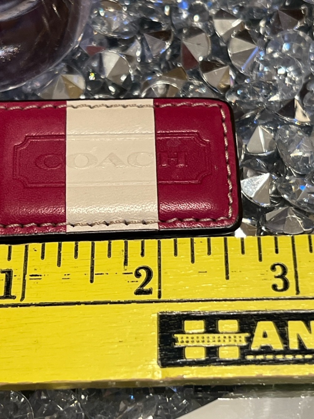 Coach heritage Pink and Cream Leather Tag Key Fob - Picture 6 of 6